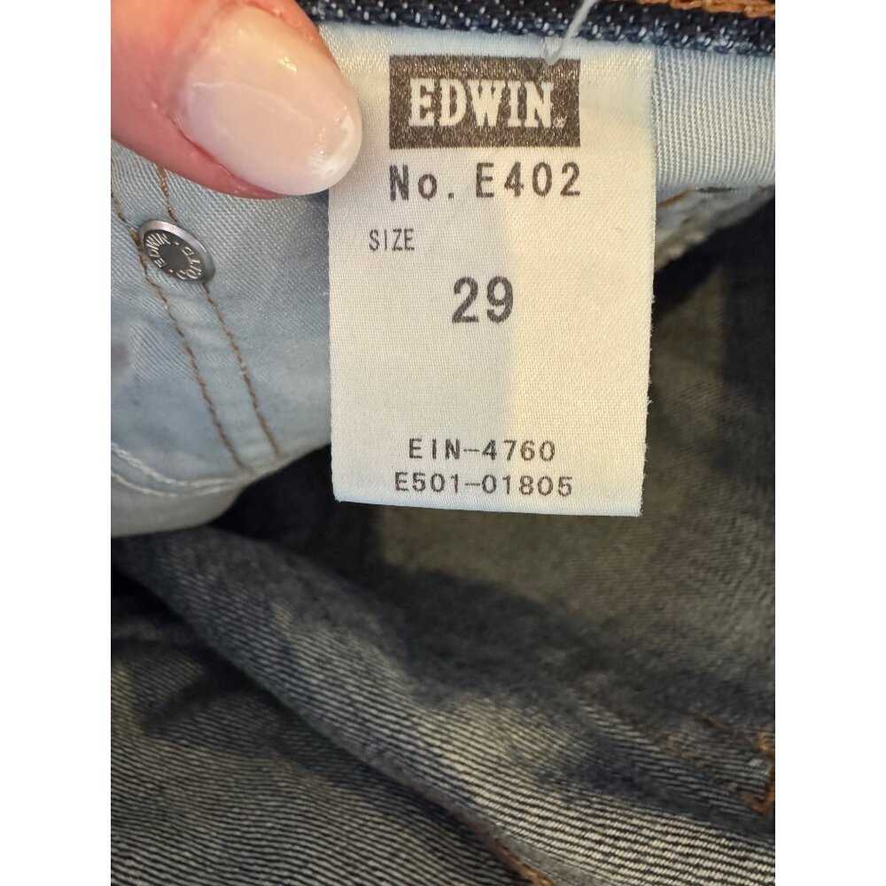 Edwin Jeans Men 29 Blue Medium Wash Distressed Japanese Denim Straight Leg E402 - Picture 9 of 9